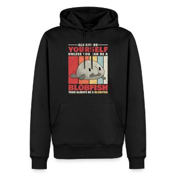 Blobfisch sei du selbst hässlicher Fisch Spruch - Männer Premium Bio Hoodie - Schwarz - Vorne - Nico (187cm)