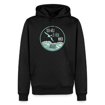 Ich will zurück nach Juist - Nordsee Möwe - Männer Premium Bio Hoodie - Schwarz - Vorne - Nico (187cm)