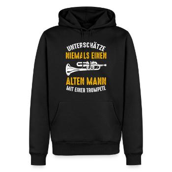 Trompete Alter Mann Trompeter Opa Musik Band - Männer Premium Bio Hoodie - Schwarz - Vorne - Nico (187cm)
