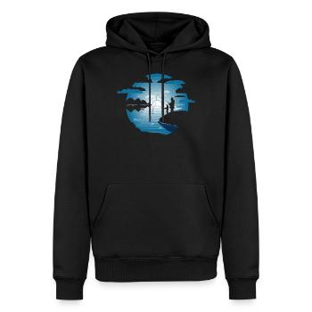 Pêche père fils - Sweat à capuche Premium bio Homme - noir - Devant - Nico (187cm)