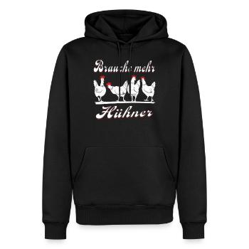 BRAUCHE MEHR HÜHNER - Männer Premium Bio Hoodie - Schwarz - Vorne - Nico (187cm)