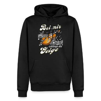 BEI MIR ERKLINGT DIE GEIGE - Männer Premium Bio Hoodie - Schwarz - Vorne - Nico (187cm)