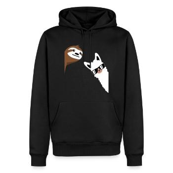 Alpagas lama paresseux ferme animaux bureau travail amusant - Sweat à capuche Premium bio Homme - noir - Devant - Nico (187cm)