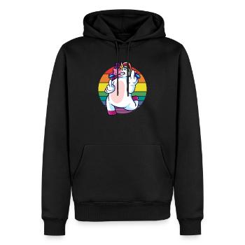 Lustiger Einhorn Spruch über Einhörner! - Männer Premium Bio Hoodie - Schwarz - Vorne - Nico (187cm)