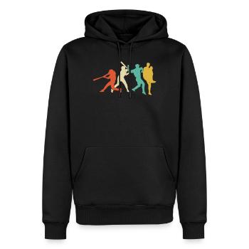 Rétro Baseball Player Lanceur Batter Catcher Sport - Sweat à capuche Premium bio Homme - noir - Devant - Nico (187cm)