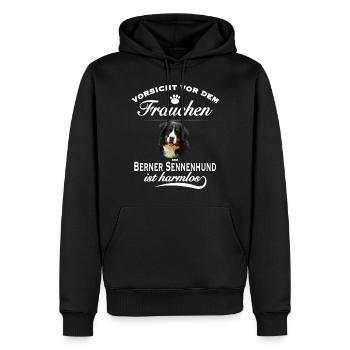 Berner Sennenhund - Vorsicht vor dem Frauchen - Männer Premium Bio Hoodie - Schwarz - Vorne - Nico (187cm)