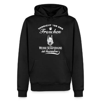 Weißer Schäferhund - Weißer Schäferhund Hund - Männer Premium Bio Hoodie - Schwarz - Vorne - Nico (187cm)