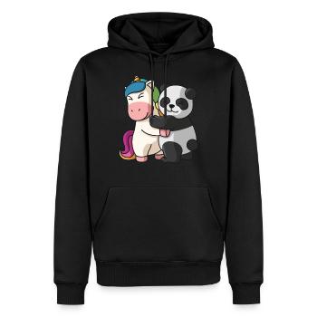 Einhorn Panda Einhörner niedliche Tiere knuddeln - Männer Premium Bio Hoodie - Schwarz - Vorne - Nico (187cm)