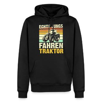 Traktor Bauer Landwirt Echte Jungs fahren Traktor - Männer Premium Bio Hoodie - Schwarz - Vorne - Nico (187cm)