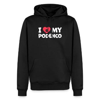 J’aime mon chien de chasse Podenco - Sweat à capuche Premium bio Homme - noir - Devant - Nico (187cm)