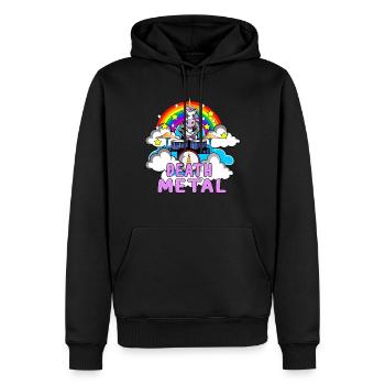 Batterie Death Metal pour les amateurs de licorne - Sweat à capuche Premium bio Homme - noir - Devant - Nico (187cm)