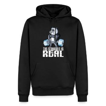 The Struggle is Real Fitness Panda Haltérophilie - Sweat à capuche Premium bio Homme - noir - Devant - Nico (187cm)