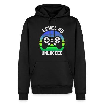 40th Birthday Gift, 40 Year Birthday, Level 40 - Männer Premium Bio Hoodie - Schwarz - Vorne - Nico (187cm)