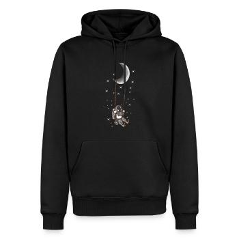 Astronaute Balançoire lune Univers Des étoiles - Sweat à capuche Premium bio Homme - noir - Devant - Nico (187cm)