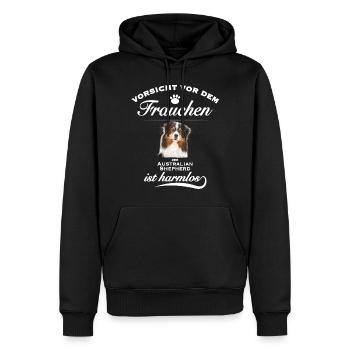 Aussie - Aussie Hund - Australian Shepherd - Männer Premium Bio Hoodie - Schwarz - Vorne - Nico (187cm)