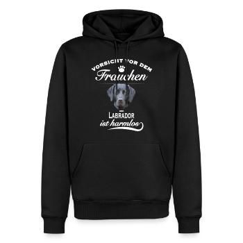 Labrador - Vorsicht vor dem Herrchen - Männer Premium Bio Hoodie - Schwarz - Vorne - Nico (187cm)