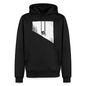 Mountainbike Biker Berg Wald Bike Fahrrad - Männer Premium Bio Hoodie - Schwarz - Vorne - Nico (187cm)