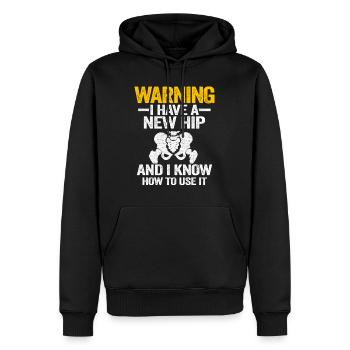 Hanche OP Chirurgie Récupération Drôle Nouvelle hanche - Sweat à capuche Premium bio Homme - noir - Devant - Nico (187cm)