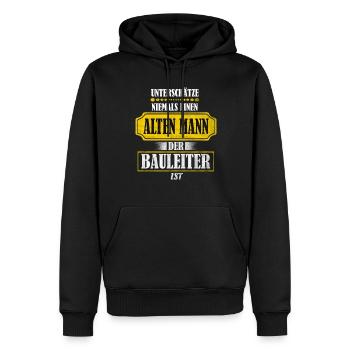 Baustelle Hausbau Bauleiter Bauarbeiter Sprüche - Männer Premium Bio Hoodie - Schwarz - Vorne - Nico (187cm)