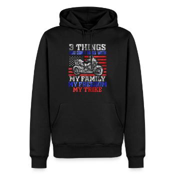 3 Choses que vous ne messes avec Freedom Family Trike - Sweat à capuche Premium bio Homme - noir - Devant - Nico (187cm)