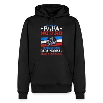 Papa Motard - Sweat à capuche Premium bio Homme - noir - Devant - Nico (187cm)