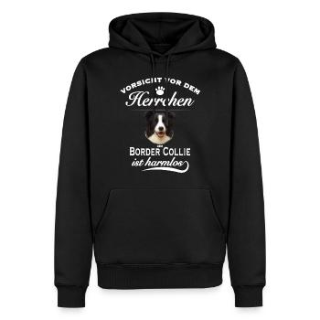 Border Collie -Vorsicht vor dem Herrchen - Männer Premium Bio Hoodie - Schwarz - Vorne - Nico (187cm)