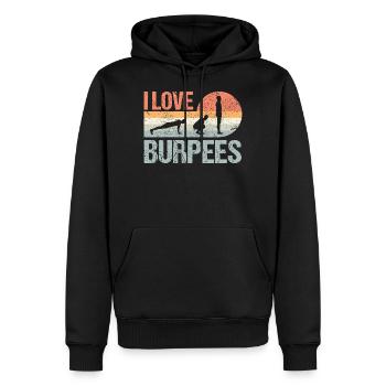 Burpees I Love Burpees - Sweat à capuche Premium bio Homme - noir - Devant - Nico (187cm)