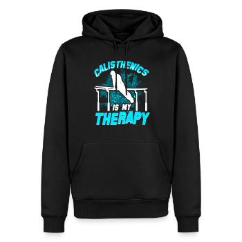 Sport amusant Calisthenics Entraînement - Sweat à capuche Premium bio Homme - noir - Devant - Nico (187cm)