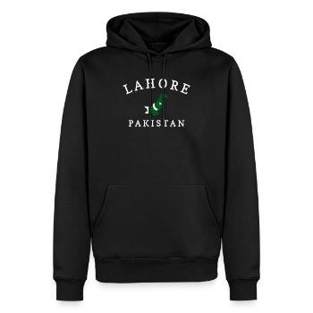 Lahore skyline, pakistan - Sweat à capuche Premium bio Homme - noir - Devant - Nico (187cm)