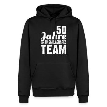 Goldene Hochzeit 50 Jahre ein unschlagbares Team - Männer Premium Bio Hoodie - Schwarz - Vorne - Nico (187cm)