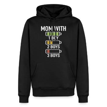 Maman avec trois garçons Battery Empty maman avec 3 fils - Sweat à capuche Premium bio Homme - noir - Devant - Nico (187cm)