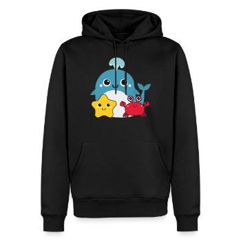 Petite baleine - Sweat à capuche Premium bio Homme - noir - Devant - Nico (187cm)