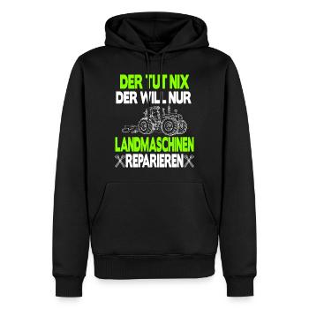 der tut nix der will nur landmaschinen reparieren - Männer Premium Bio Hoodie - Schwarz - Vorne - Nico (187cm)