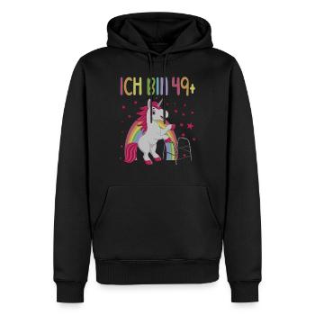 50 Jahre Einhorn ich bin 49+ 50. Geburtstag - Männer Premium Bio Hoodie - Schwarz - Vorne - Nico (187cm)