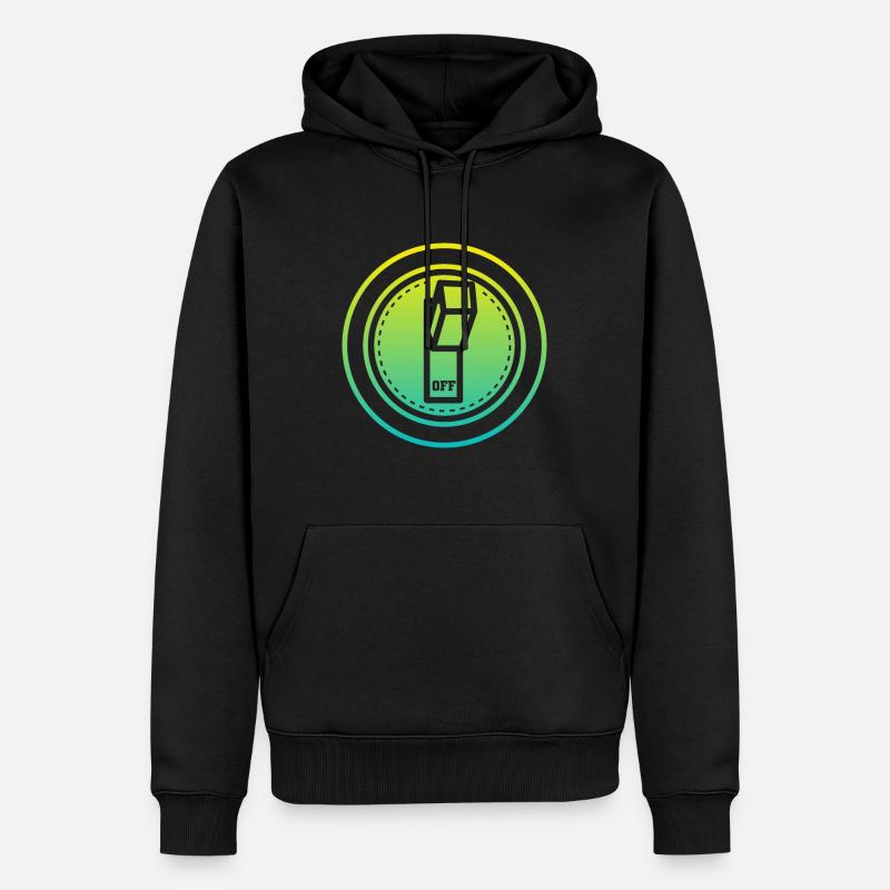 off button - Männer Premium Bio Hoodie - Schwarz