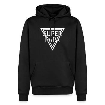superpapa - Sweat à capuche Premium bio Homme - noir - Devant - Nico (187cm)