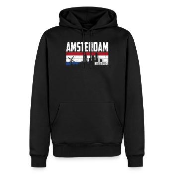 Amsterdam Skyline Niederlande - Männer Premium Bio Hoodie - Schwarz - Vorne - Nico (187cm)