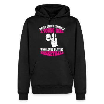 Basket-ball femme basket - Sweat à capuche Premium bio Homme - noir - Devant - Nico (187cm)
