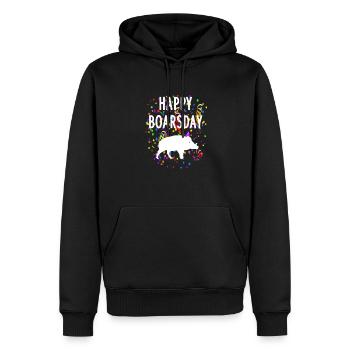 Wildschwein Geburtstag Happy Boarsday Trachten - Männer Premium Bio Hoodie - Schwarz - Vorne - Nico (187cm)