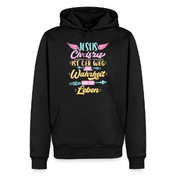Jesus Christus Geschenk für Christen - Männer Premium Bio Hoodie - Schwarz - Vorne - Nico (187cm)