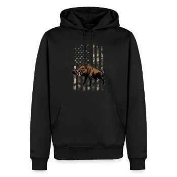 Hog Hunting American Flag, boar hunting - Männer Premium Bio Hoodie - Schwarz - Vorne - Nico (187cm)