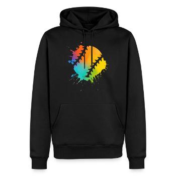 Baseball Spieler Baseballer Farbklecks - Männer Premium Bio Hoodie - Schwarz - Vorne - Nico (187cm)