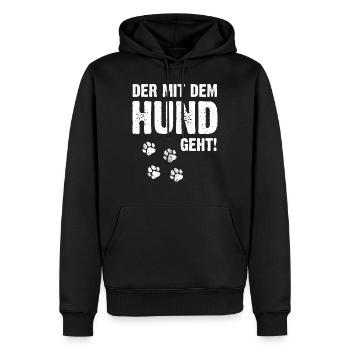 Hund - Der mit dem Hund geht Herrchen Geschenk - Männer Premium Bio Hoodie - Schwarz - Vorne - Nico (187cm)