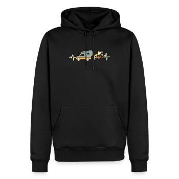 Pickup cabine de coeur battement avec coeur camping - Sweat à capuche Premium bio Homme - noir - Devant - Nico (187cm)
