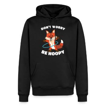 Hula Hupp Renard dont worry be hoopy - Sweat à capuche Premium bio Homme - noir - Devant - Nico (187cm)