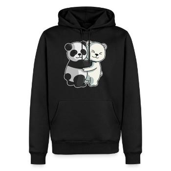 Panda Eisbär Liebe niedliche Tiere knuddeln - Männer Premium Bio Hoodie - Schwarz - Vorne - Nico (187cm)