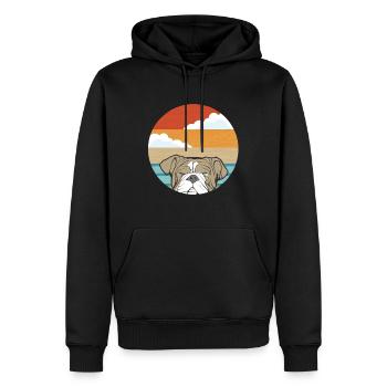 Englische Bulldogge Vintage English Bulldog Retro - Men’s Premium Organic Hoodie - black - Front - Nico (187cm)