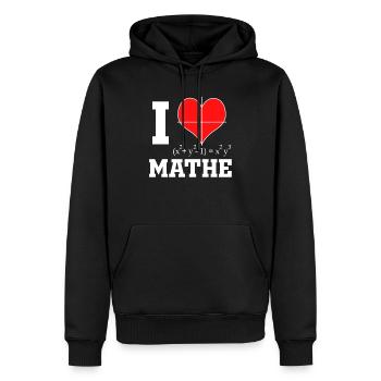 I Love Math - Mathematician & Math Teacher Heart - Men’s Premium Organic Hoodie - black - Front - Nico (187cm)