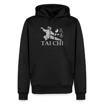 Maître de Tai Chi Zen Yin Yang Chakra Énergie Bonheur - Sweat à capuche Premium bio Homme - noir - Devant - Nico (187cm)