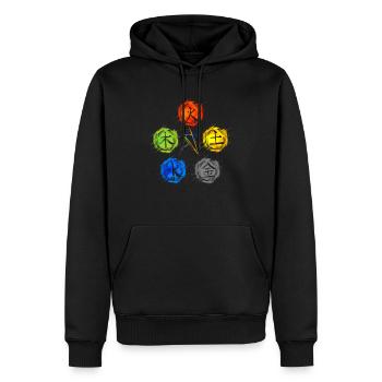 Qigong 5 Éléments Chakra Spirituel Zen Tai Chi - Sweat à capuche Premium bio Homme - noir - Devant - Nico (187cm)